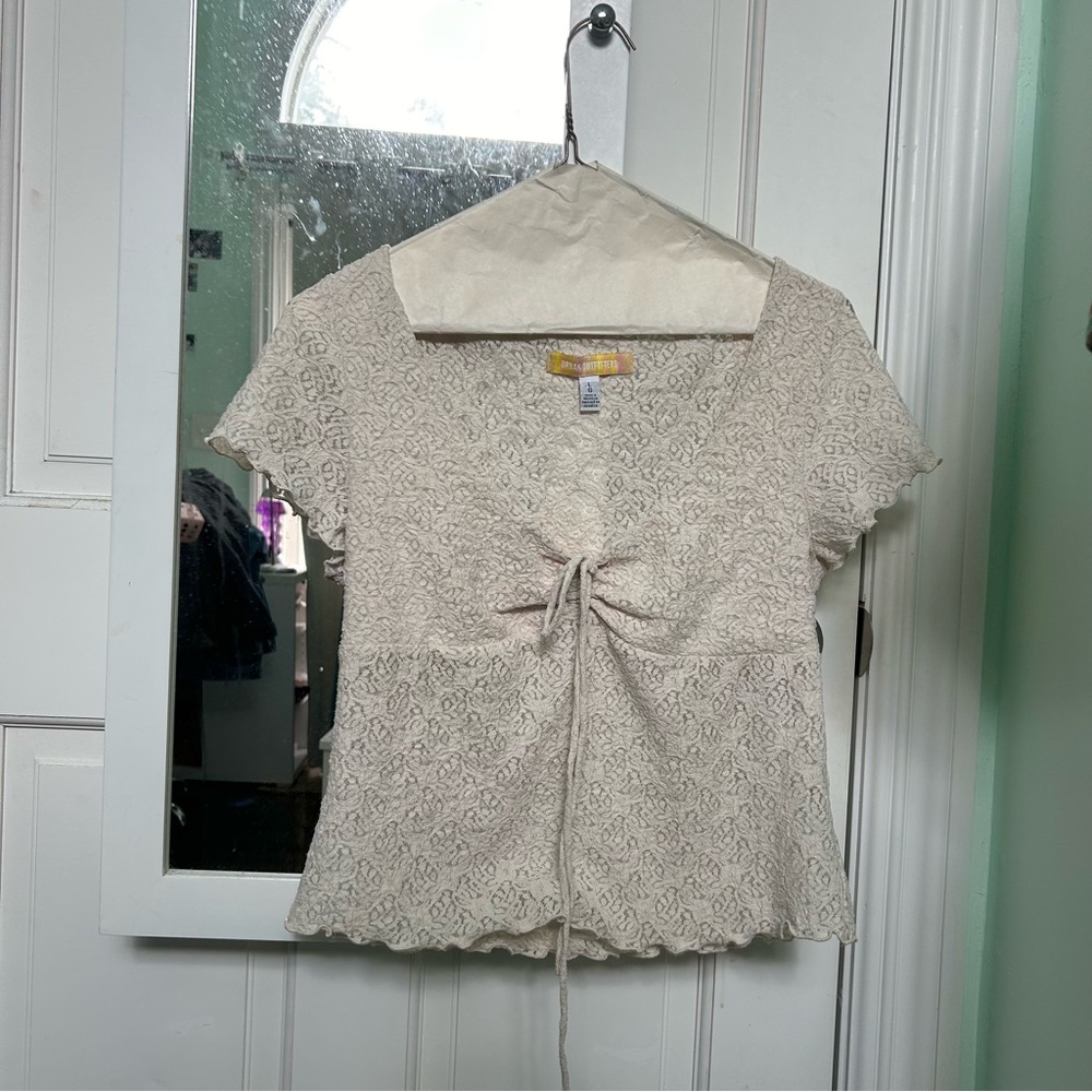 Urban Outfitters Floral Lace Cream Top